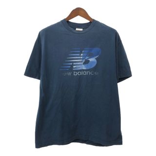 New Balance - 00年代 NEW BALANCE ニューバランス ロゴ 半袖Ｔシャツ スポーツ ネイビー (メンズ XL) 中古 古着 Q8791