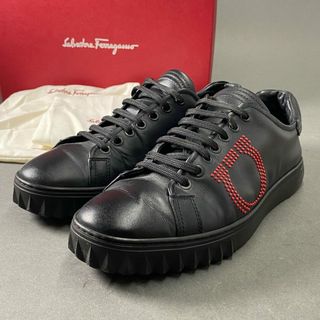 サルヴァトーレフェラガモ(Salvatore Ferragamo)の1f4 Salvatore Ferragamo サルヴァトーレ フェラガモ CUBE 13 ガンチーニ ローカットスニーカー 7 1/2 ブラック レザー イタリア製 シューズ(スニーカー)