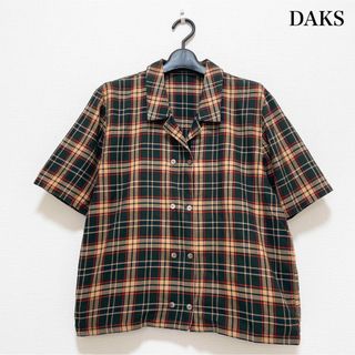 ダナキャランニューヨーク(DKNY)のDAKS 開襟ダブルブレステットシャツ 半袖 チェック ヴィンテージ Y2K(シャツ/ブラウス(半袖/袖なし))