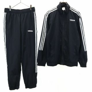 アディダス(adidas)のアディダス 長袖 ナイロン ウインドブレーカー 上下 セットアップ O ブラック adidas フロントジップ メンズ(その他)