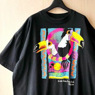 ヴィンテージ(VINTAGE)の90s メキシコ製古着　ヴィンテージ　Tシャツ　鳥　グラフィック　ワイドゆったり(Tシャツ/カットソー(半袖/袖なし))