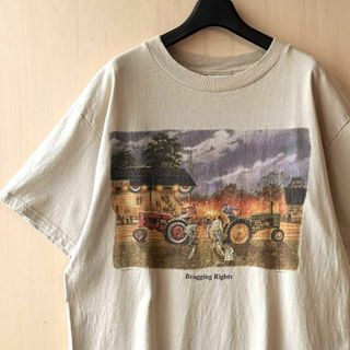 90s メキシコ製古着　ヴィンテージ　アートTシャツ　農場　ダブルステッチ(Tシャツ/カットソー(半袖/袖なし))