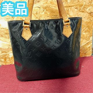 ルイヴィトン(LOUIS VUITTON)の美品　ルイヴィトン　ヴェルニ　ヒューストン　バッグ　レディース　黒　ブラック(ハンドバッグ)