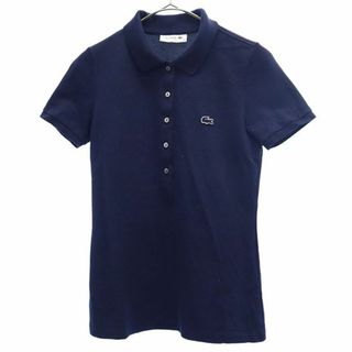 ラコステ(LACOSTE)のラコステ 日本製 ワンポイントワッペン 半袖 ポロシャツ 34 ネイビー LACOSTE 鹿の子地 スリムフィット レディース(ポロシャツ)