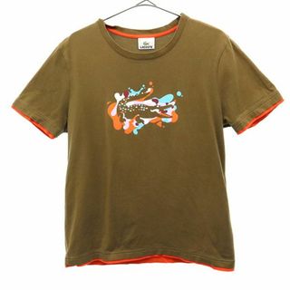 ラコステ(LACOSTE)のラコステ プリント 半袖 Tシャツ 3 ブラウン LACOSTE クルーネック レディース(Tシャツ(半袖/袖なし))