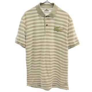 ラコステ(LACOSTE)のラコステ 日本製 ボーダー 半袖 ポロシャツ 3 ホワイト×グレー LACOSTE メンズ(ポロシャツ)