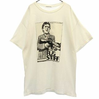 フラッグスタッフ プリント 半袖 Tシャツ ホワイト×ピンク FLAGSTUFF メンズ(Tシャツ/カットソー(半袖/袖なし))