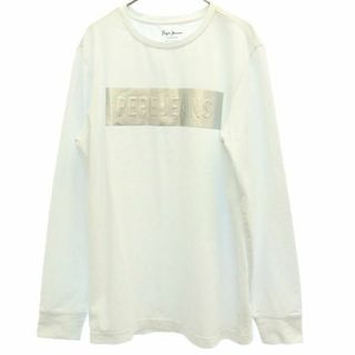 ペペジーンズロンドン プリント 長袖 Tシャツ L ホワイト PEPEJEANS LONDON ロンT メンズ(Tシャツ/カットソー(七分/長袖))