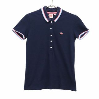 ラコステライブ(LACOSTE L!VE)のラコステライブ ロゴワッペン 半袖 ポロシャツ XS ネイビー LACOSTE L!VE 鹿の子地 レディース(ポロシャツ)