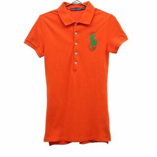 ラルフローレン(Ralph Lauren)のラルフローレン ビッグポニー 刺繍 半袖 ポロシャツ XS オレンジ RALPH LAUREN 鹿の子地 レディース(ポロシャツ)