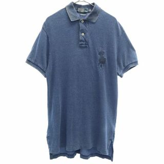 ポロラルフローレン(POLO RALPH LAUREN)のポロラルフローレン ビッグポニー 半袖 ポロシャツ S ブルー POLO RALPH LAUREN 鹿の子地 カスタムフィット インディゴ メンズ(ポロシャツ)