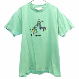 レフトアローン 刺繍 半袖 Tシャツ S グリーン Left Alone メンズ(Tシャツ/カットソー(半袖/袖なし))