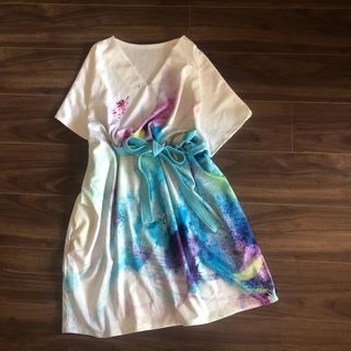 Ocean kimono dress ワンピース ビーチ ドレス ベルト(ひざ丈ワンピース)