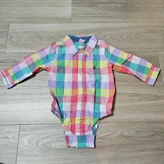 ベビーギャップ(babyGAP)のGAP ギャップ チェック柄 ロンパース シャツ(ロンパース)