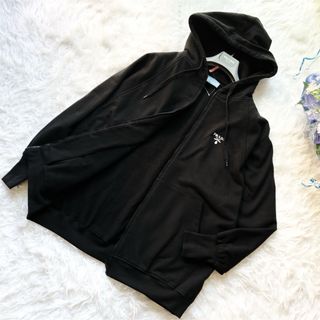 プラダ(PRADA)の美品　PRADA プラダ　ビッグシルエット　パーカー　ロゴ　ブラック　ブルゾン(パーカー)