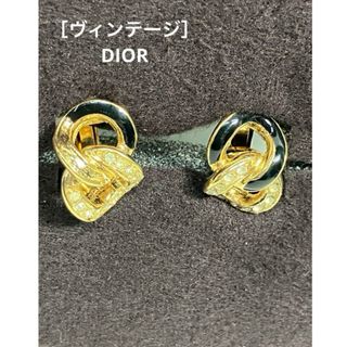 DIOR クリスチャンディオール　ラインストーン×ゴールド(イヤリング)