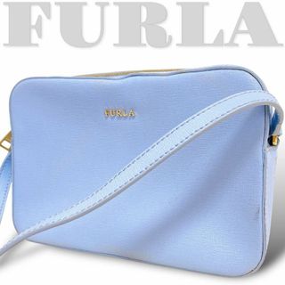 フルラ(Furla)の美品【フルラ】ショルダーバッグ カメラポーチ ダブルファスナー 水色(ショルダーバッグ)