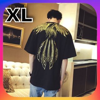 【再入荷】ストリート 黒 XL モード  半袖 鳳凰 オーバーサイズ Tシャツ(Tシャツ/カットソー(半袖/袖なし))