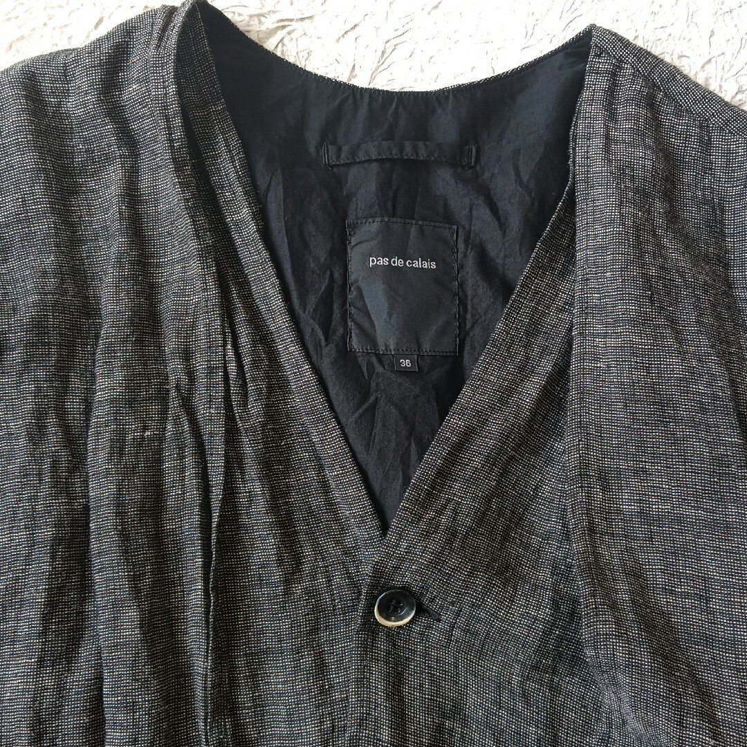 pas de calais - 【パドカレ】ハケメリネンコート カーディガン pas de calais - 【パドカレ】ハケメリネンコート カーディガン