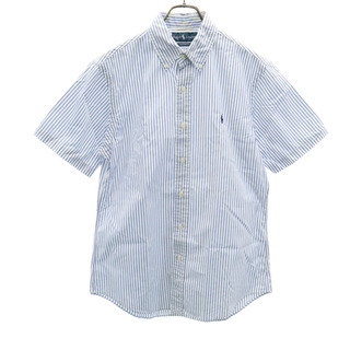 ラルフローレン(Ralph Lauren)のラルフローレン ストライプ ロゴ刺繍 半袖 ボタンダウンシャツ M ホワイト系 RALPH LAUREN メンズ(シャツ)