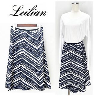 leilian - 《レリアン》新品 チェーン・ドット柄フレアスカート 15＋(W83cm) 