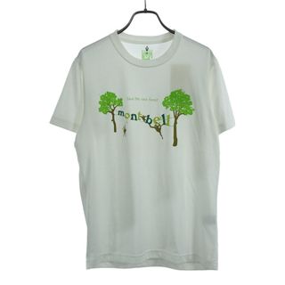 モンベル(mont bell)の未使用 モンベル プリント 半袖 Tシャツ XS ホワイト mont-bell アウトドア タグ付 メンズ(Tシャツ/カットソー(半袖/袖なし))