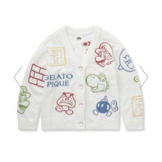 ジェラートピケ(gelato pique)の【新品】ジェラートピケ×マリオ　ベビモコアソートジャガードカーディガン　ホワイト(ルームウェア)