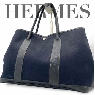 Hermes - エルメス　トートバッグ　ガーデンパーティー　トワルオフィシエ　黒　A4可