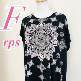 アルピーエス(rps)のアールピーエス　ワンピース　F　ブラック　ベージュ　総柄　きれいめ　ポリ(ひざ丈ワンピース)