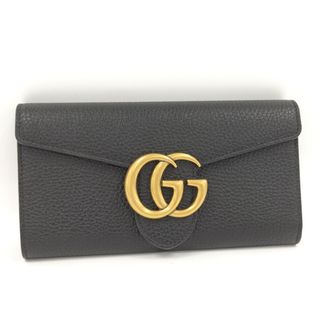 グッチ(Gucci)のGUCCI フラップ 長財布 GGマーモント レザー ブラック 779776(財布)