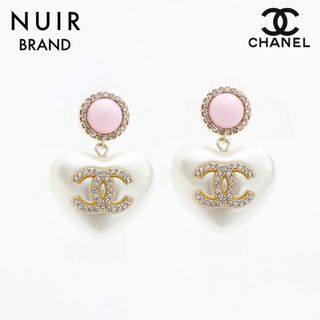 CHANEL - シャネル CHANEL ラインストーンココマーク　ハートパール22A ピアス