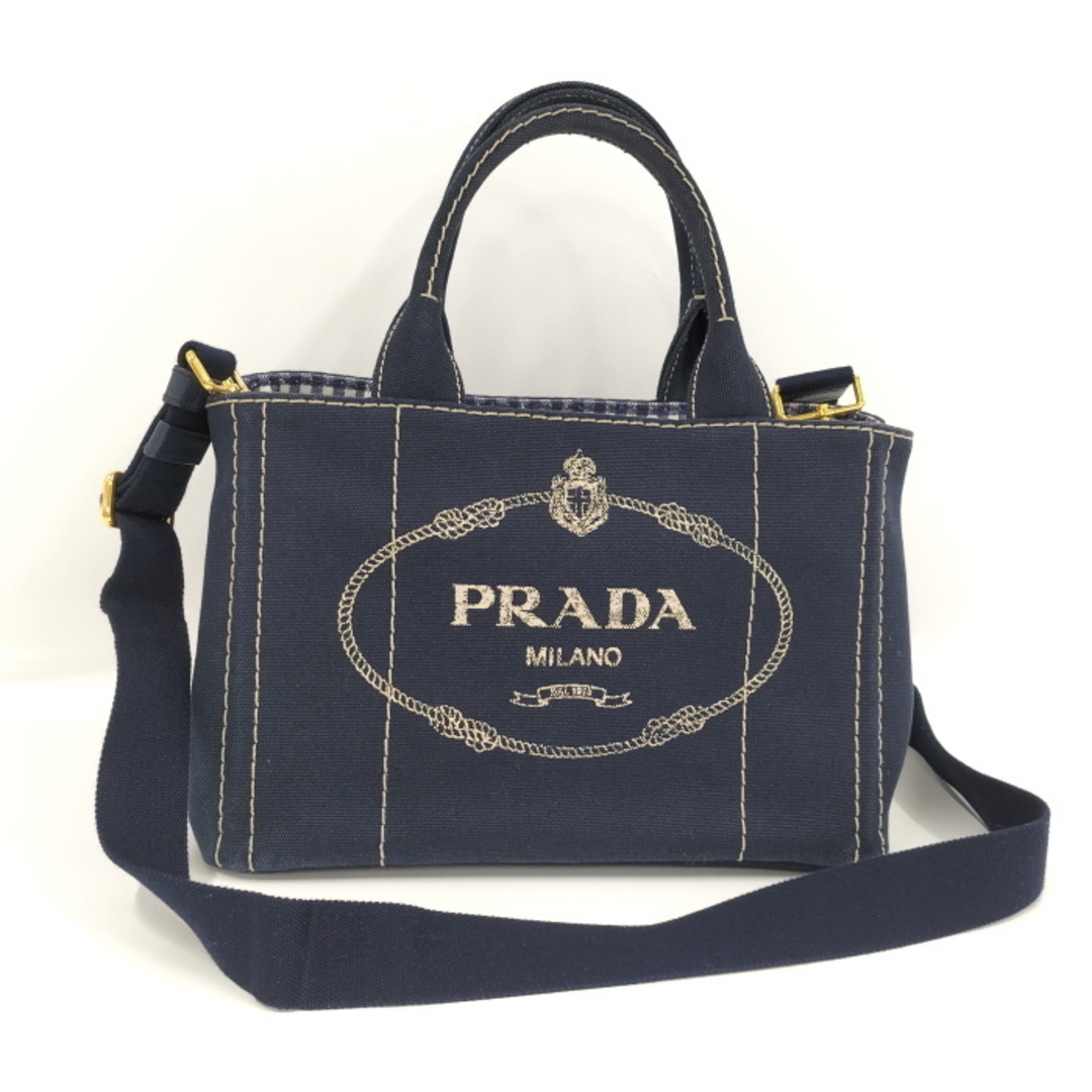 PRADA - PRADA カナパ 2wayトートバッグ キャンバス ネイビー PRADA - PRADA カナパ 2wayトートバッグ キャンバス ネイビー