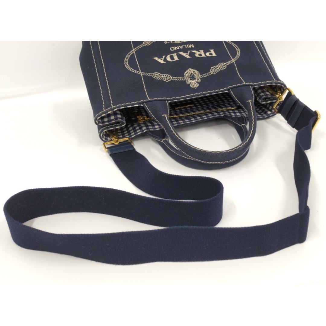 PRADA - PRADA カナパ 2wayトートバッグ キャンバス ネイビー PRADA - PRADA カナパ 2wayトートバッグ キャンバス ネイビー