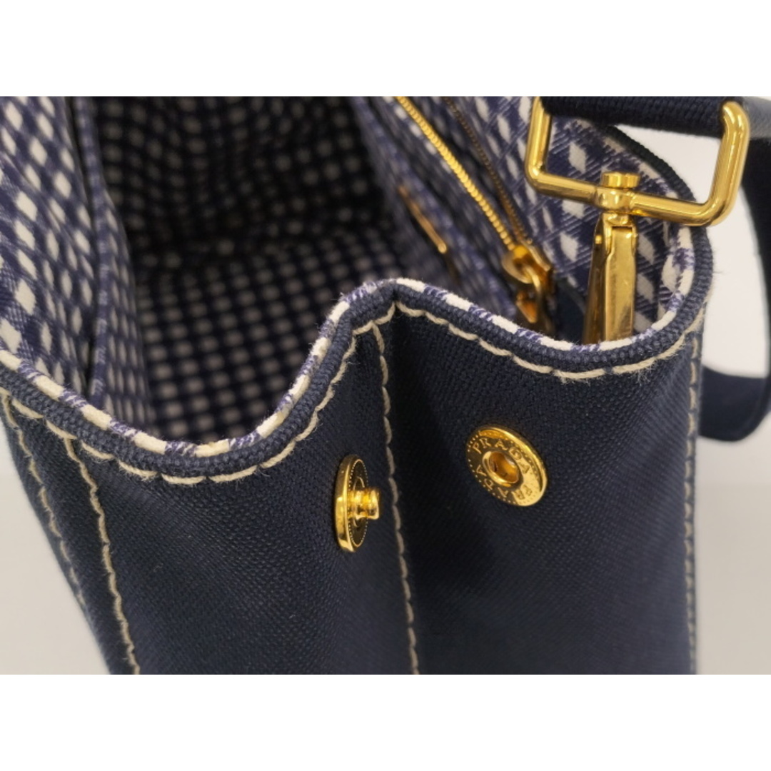 PRADA - PRADA カナパ 2wayトートバッグ キャンバス ネイビー PRADA - PRADA カナパ 2wayトートバッグ キャンバス ネイビー