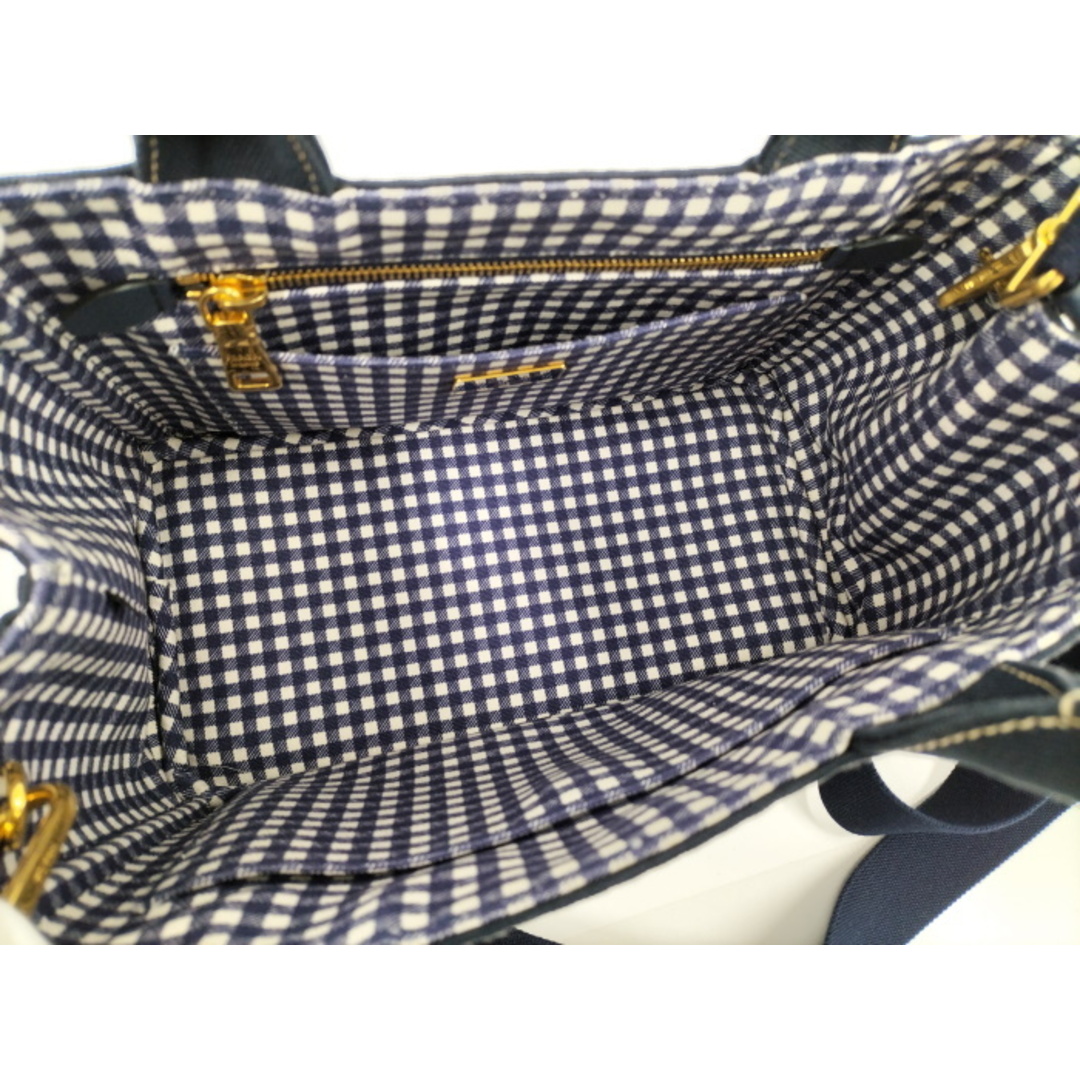 PRADA - PRADA カナパ 2wayトートバッグ キャンバス ネイビー PRADA - PRADA カナパ 2wayトートバッグ キャンバス ネイビー