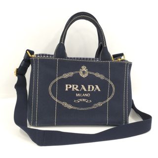 プラダ(PRADA)のPRADA カナパ 2wayトートバッグ キャンバス ネイビー ショルダー付き(ショルダーバッグ)