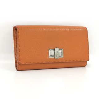 フェンディ(FENDI)のFENDI Mホッグ 長財布 レザー オレンジ 8M0308(財布)