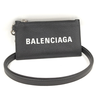 Balenciaga - BALENCIAGA コインケース カードケース ストラップ付 レザー ブラック