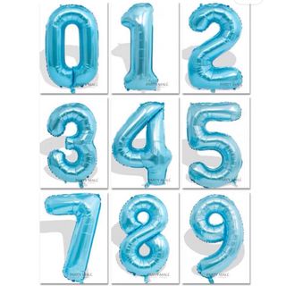 ブルー　⓪〜⑨♡数字 バルーン 風船　誕生日 バルーン インスタ  文字