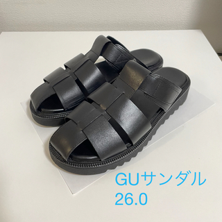 【GU】レザーグルカサンダルBLACK 26.0(サンダル)