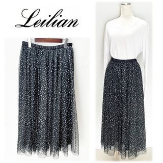 レリアン(leilian)の《レリアン》新品 星総柄 レイヤードシフォンスカート 13＋(W72~90cm)(ロングスカート)