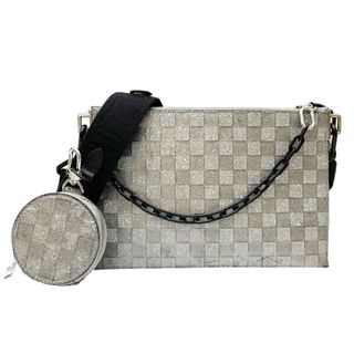 ルイヴィトン(LOUIS VUITTON)の　ルイ・ヴィトン LOUIS VUITTON トリオ・ポーチNM M59682 ブラック×シルバー ダミエ・グリッター/レザー メンズ ショルダーバッグ(ショルダーバッグ)