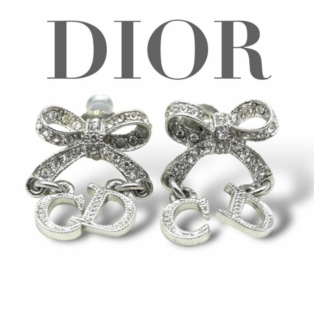 【良好品】 クリスチャンディオール - Dior Christian Dior ライン リボン ピアス