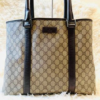 グッチ(Gucci)の美品＊GUCCI トート ハンドバッグ A4大容量 gg pvcレザー ベージュ(トートバッグ)