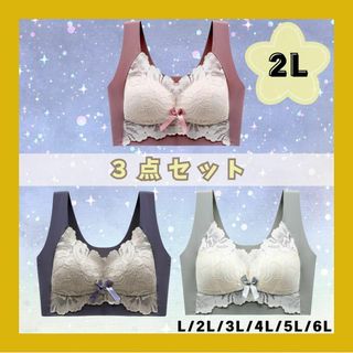 【 2L⭐️3色セット】シームレスブラ ワイヤレスブラ ナイトブラ 育乳(ブラ)