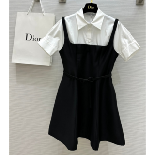 ディオール(Dior)のワンピース　ディオール　黒ｘ白(ひざ丈ワンピース)