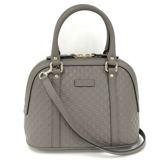 Gucci - GUCCI 2WAYショルダーバッグ シマ レザー グレー 449654