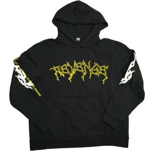 Revenge Gallery 発砲プリント HOODIE プルオーバーパーカー ブラック ロゴ メンズ XL 長袖(パーカー)