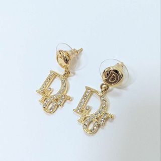 クリスチャンディオール(Christian Dior)の極美品✨ディオール ピアス 金 トロッター ラインストーン ゴールド アクセサリ(ピアス)