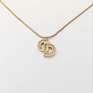 クリスチャンディオール(Christian Dior)の美品✨ディオール ネックレス CD ラインストーン ゴールド 金 ゴールド(ネックレス)